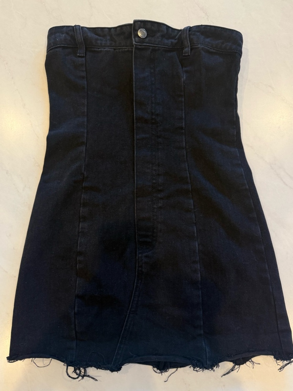 PrettyLittleThing Black Denim Tube Dress